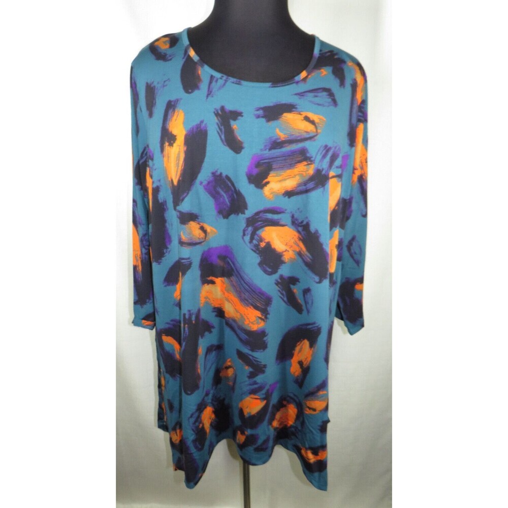 Evans Brushstroke Print 3/4 Sleeve Tunic Top Plus Size 26-28